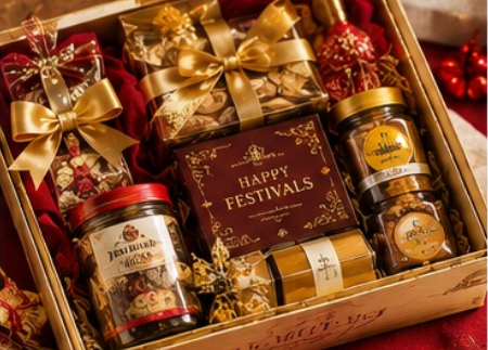 Festive hamper of assorted handcrafted desserts and treats from Crescent Delights Hyderabad